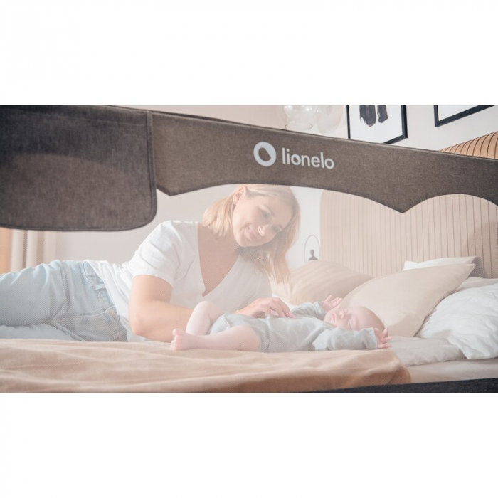 Protectie laterala pat, Lionelo, Hanna, Cu buzunar accesorii, 150x66 cm, Conform cu standardul european de securitate BS7072, Bej [7]
