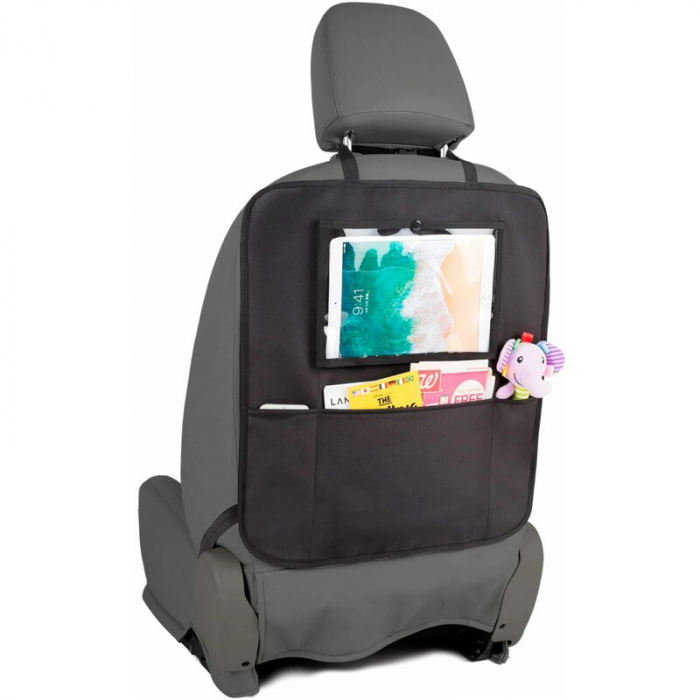 Protectie scaun auto, Bancheta si spatar, Cu organizator, 3 in 1, Dimensiune 123x48.5 cm, FreeON, Negru [10]