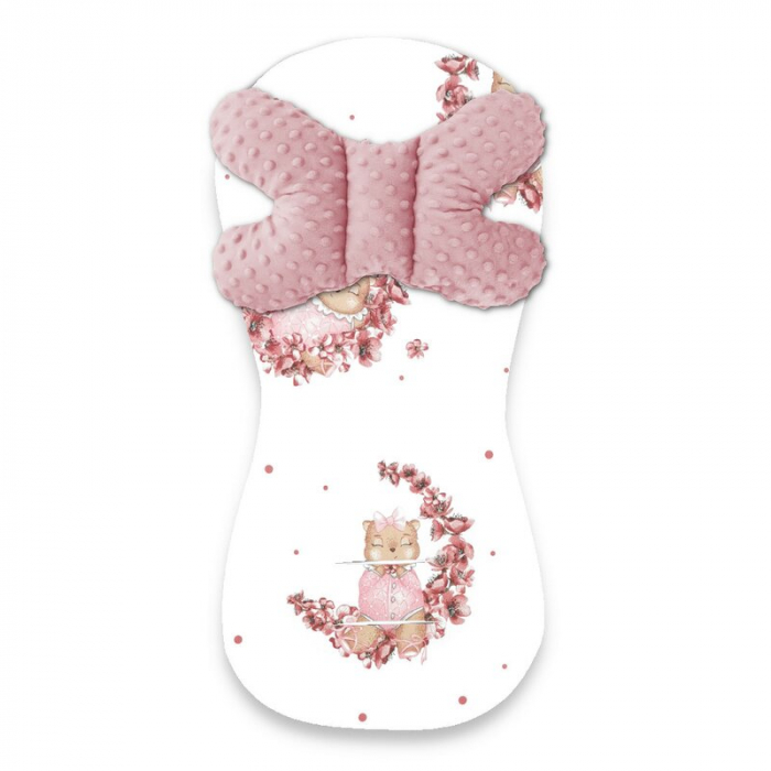 Protectie textila, MimiNu, Pentru carucior, scaun auto si scaun de bicicleta, Cu perna Butterfly, Materiale certificate Oeko Tex Standard 100, Design, Minky Betty [3]