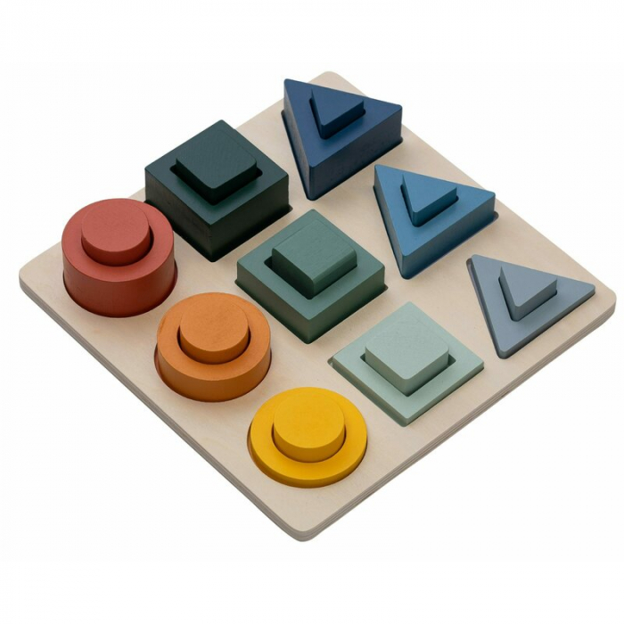 Puzzle copii, Free2Play, Din lemn, Cu sortare forme, Incurajeaza imaginatia, Dezvolta abilitatile motorii fine si coordonarea ochi-mana, 22,2x22,2x4,2 cm, 12 luni+, Multcolor [1]