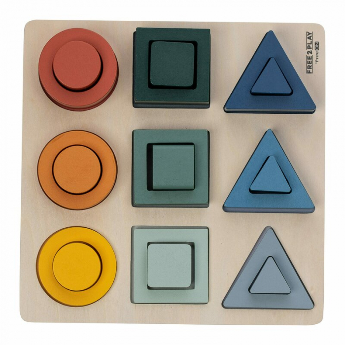 Puzzle copii, Free2Play, Din lemn, Cu sortare forme, Incurajeaza imaginatia, Dezvolta abilitatile motorii fine si coordonarea ochi-mana, 22,2x22,2x4,2 cm, 12 luni+, Multcolor [4]