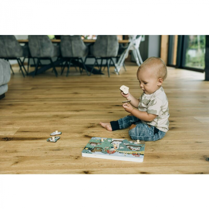 Puzzle din lemn, Free2Play, Cu animalute de la ferma, Cu sunete, Cu maner, Stimuleaza simturile, invatarea prin joc si imaginatia, 29,8 x 21,2 x 3,8 cm, Farm [7]