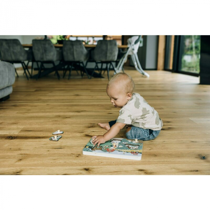 Puzzle din lemn, Free2Play, Cu animalute de la ferma, Cu sunete, Cu maner, Stimuleaza simturile, invatarea prin joc si imaginatia, 29,8 x 21,2 x 3,8 cm, Farm [5]