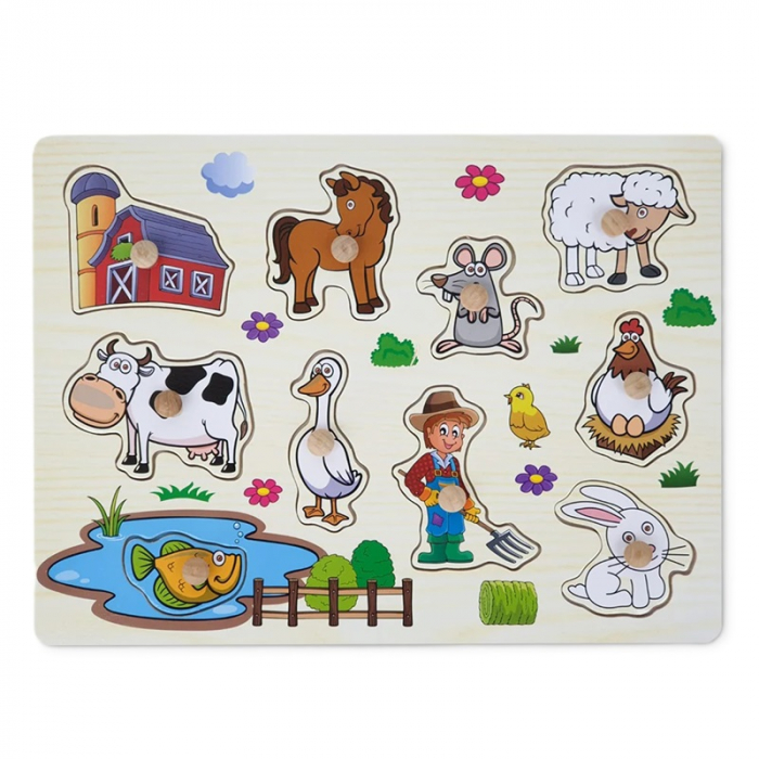 Puzzle din lemn incastru , Legume , Fructe , Numere , Animale , Vehicule [2]