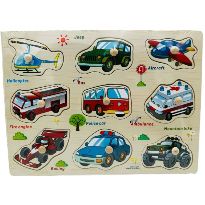 Puzzle din lemn incastru , Legume , Fructe , Numere , Animale , Vehicule [9]