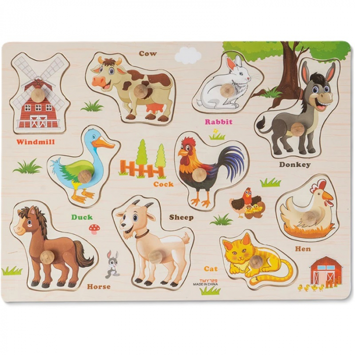 Puzzle din lemn incastru , Legume , Fructe , Numere , Animale , Vehicule [3]