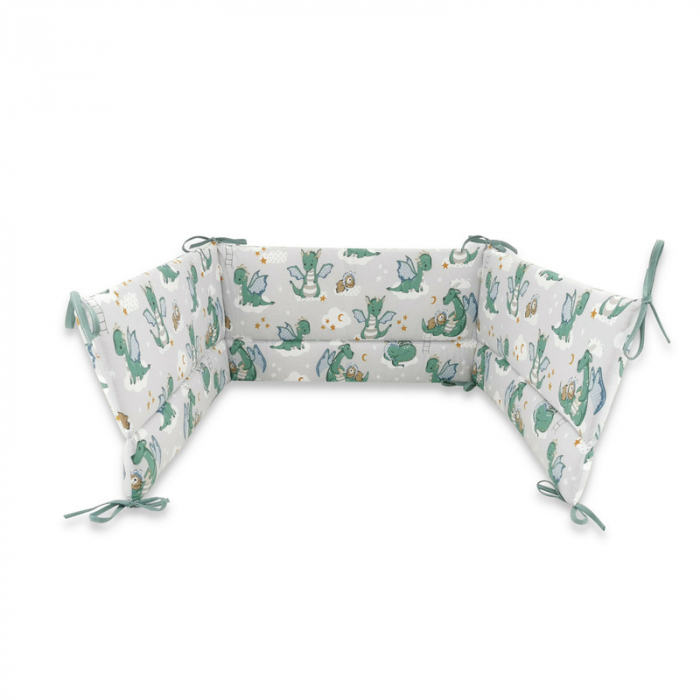 Aparatoare pentru patut 120X60 cm, Din bumbac , Cu panglici, Dragons Gray [1]