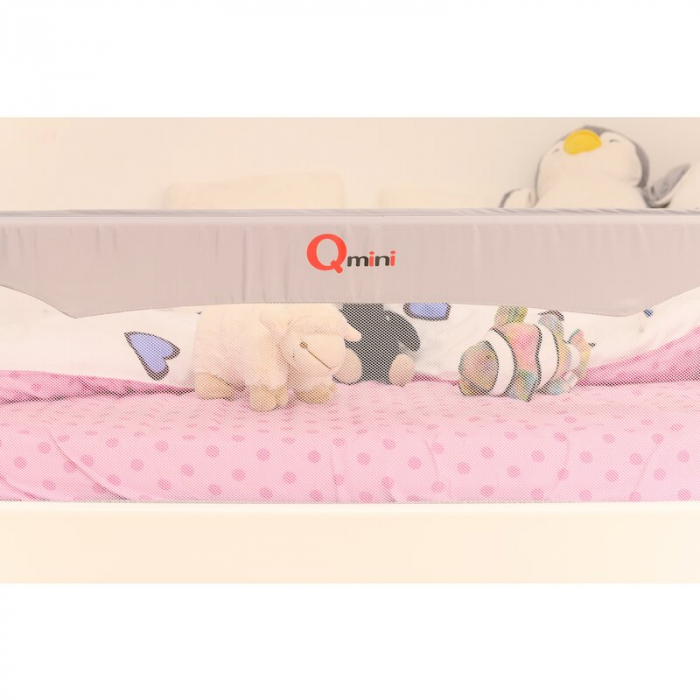 Qmini - Bariera de pat Rhea, 150 x 42 cm, Inaltimea 42 cm, Instalare usoara, Cu inclinare la 180 grade, Grey [5]