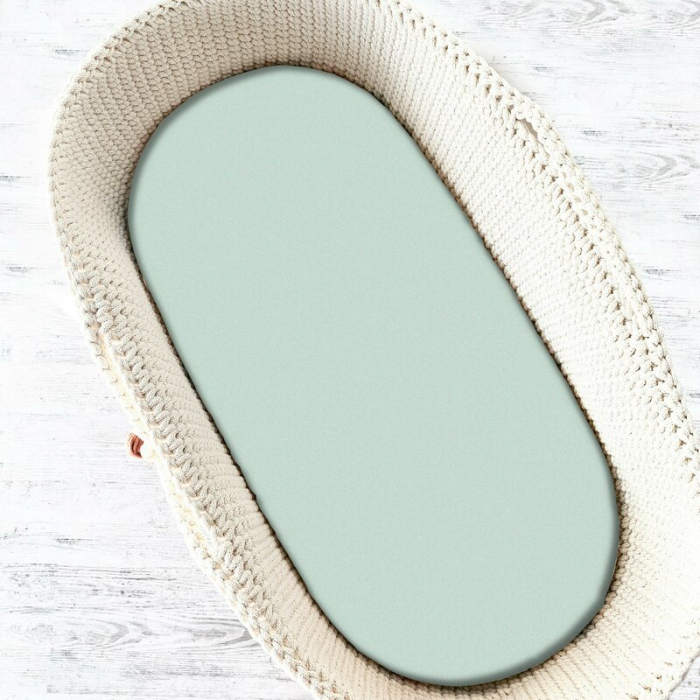 Cearceaf cu elastic pentru landou, carucior si cosulet, Dimensiune 80x35 cm, Din bumbac terry , Cold Mint [1]