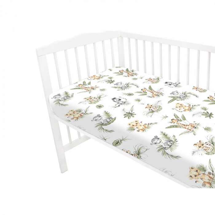 Cearceaf cu elastic pentru patut 120X60 cm, Din bumbac , Safari [2]