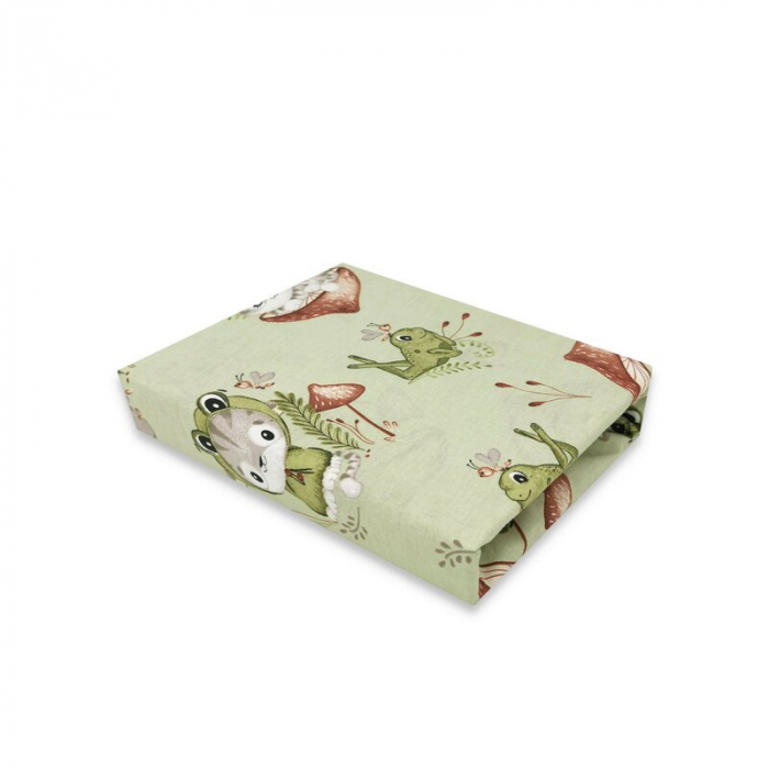 Qmini - Cearceaf cu elastic pentru patut co-sleeper, Theo, Dimensiune 85 x 46 cm, Din bumbac certificat Oeko Tex Standard 100, Frogs [1]