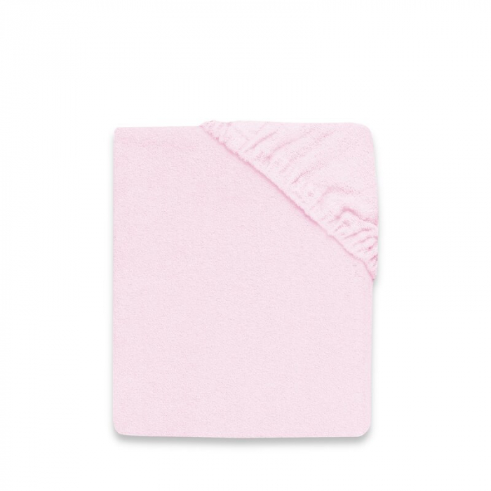 Qmini - Cearceaf cu elastic pentru patut leagan sau patut co-sleeper, Dimensiune 90x40 cm, Din bumbac terry, Material certificat Oeko Tex Standard 100, Pink [1]