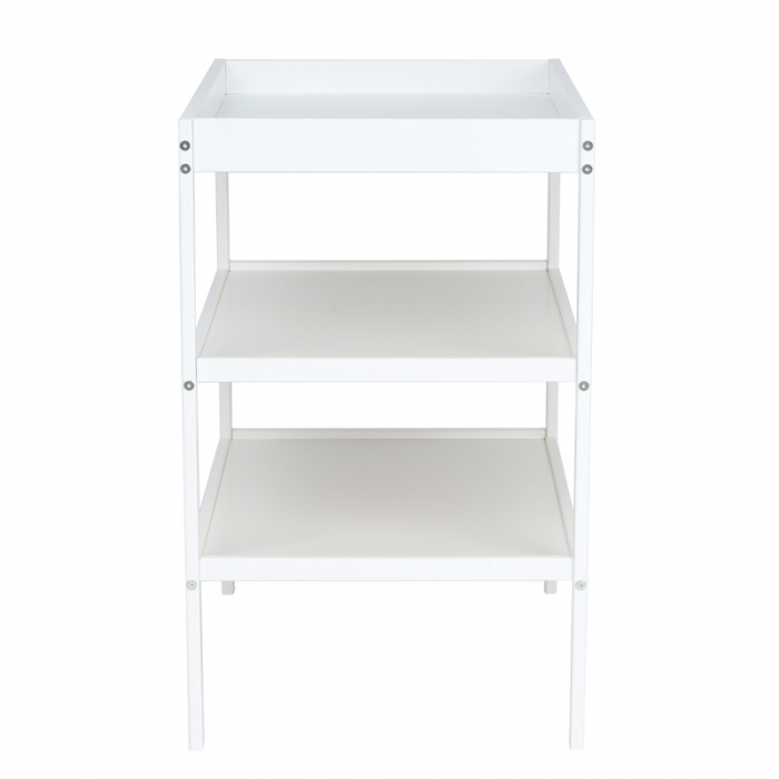 Qmini - Masuta de schimbat, Cu 2 polite pentru depozitare, Potrivita pentru saltelute de infasat de 70x50 cm, Inaltime 86 cm, Alb [8]