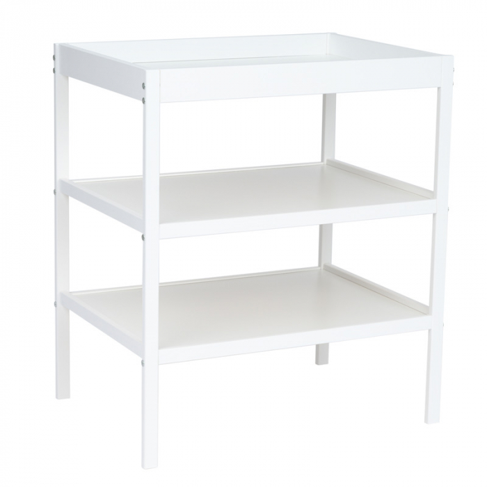Qmini - Masuta de schimbat, Cu 2 polite pentru depozitare, Potrivita pentru saltelute de infasat de 70x50 cm, Inaltime 86 cm, Alb [7]
