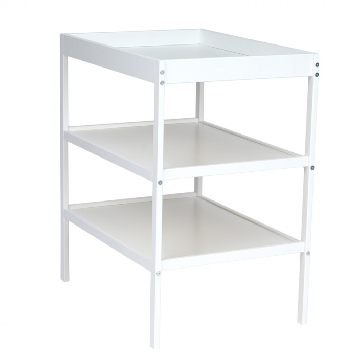 Qmini - Masuta de schimbat, Cu 2 polite pentru depozitare, Potrivita pentru saltelute de infasat de 70x50 cm, Inaltime 86 cm, Alb [4]