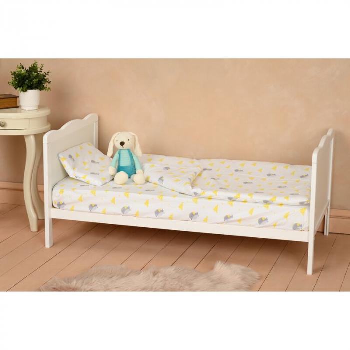 Qmini - Patut din lemn Julia 120x60 cm, multifunctional, Cu sina speciala pentru dentitie, EN716-1, EN716-2, Alb + Saltea 10 cm [7]