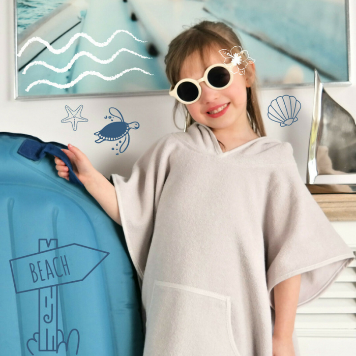 Qmini - Poncho baie, Cu gluga, buzunar si urechi, Materiale certificate Oeko Tex Standard 100, 1 - 4 ani, Heather [6]