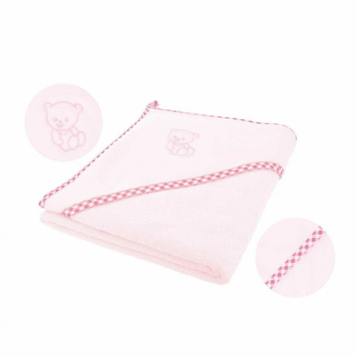 Qmini - Prosop cu gluga, Din bumbac, 80x80 cm, Pink [1]
