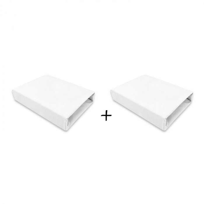 Qmini - Set 2 cearceafuri cu elastic pentru patut leagan sau patut co-sleeper, 90x50 cm, Din bumbac, Material certificat Oeko Tex Standard 100, White [1]