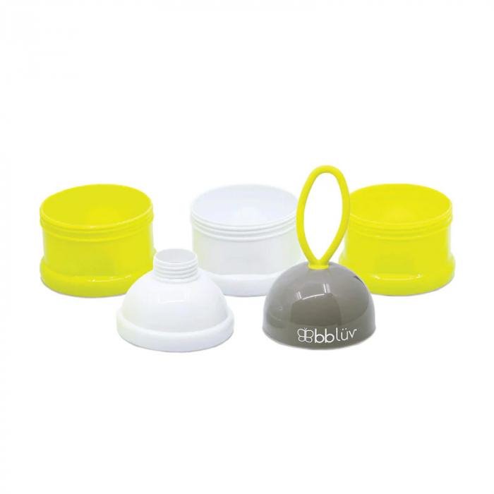 Recipient pentru lapte praf sau gustari, Dose, Cu trei compartimente, BPA Free, Bbluv, Lime [2]
