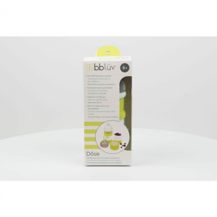 Recipient pentru lapte praf sau gustari, Dose, Cu trei compartimente, BPA Free, Bbluv, Lime [14]