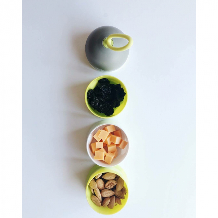 Recipient pentru lapte praf sau gustari, Dose, Cu trei compartimente, BPA Free, Bbluv, Lime [6]