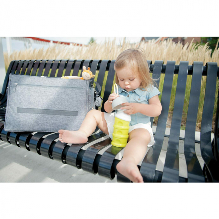 Recipient pentru lapte praf sau gustari, Dose, Cu trei compartimente, BPA Free, Bbluv, Lime [5]