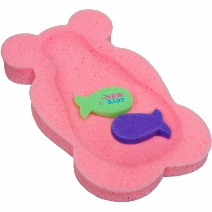 Reductor de baie, New Baby, Maxi, Din burete, 58 cm, Cu jucarii din spuma, Bear Pink [1]
