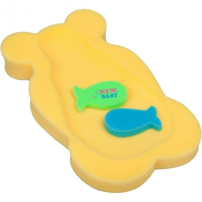 Reductor de baie, New Baby, Maxi, Din burete, 58 cm, Cu jucarii din spuma, Bear Yellow [1]