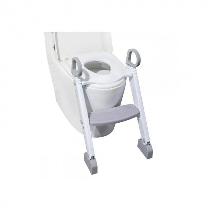 Reductor pentru toaleta, Cu scarita, FreeON, White & Grey [3]