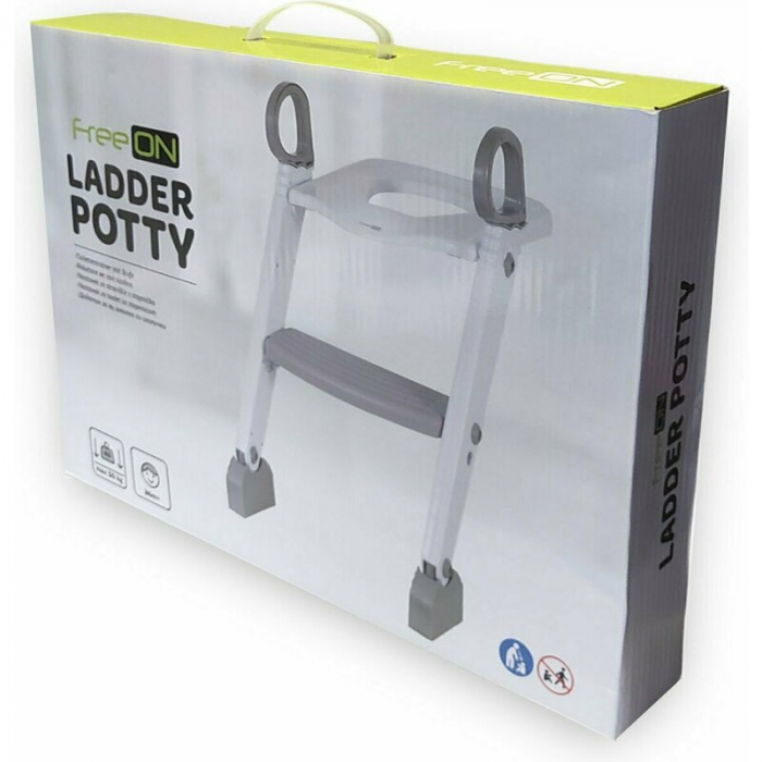 Reductor pentru toaleta, Cu scarita, FreeON, White & Grey [4]
