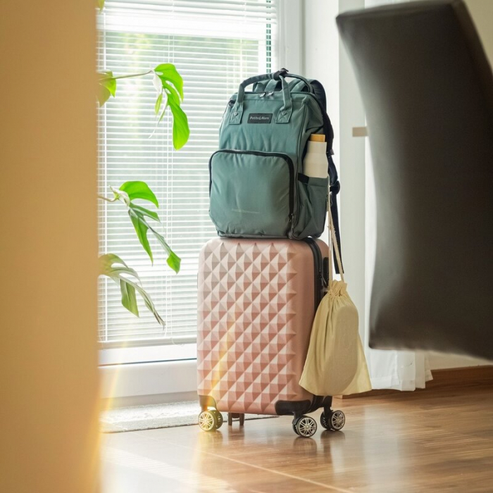 Rucsac pentru mamici, Petite&Mars, Jack, Cu 11 compartimente, Cu buzunare termice, Saltea de infasat inclusa, 30 x 42 x 15 cm, Misty Green [9]