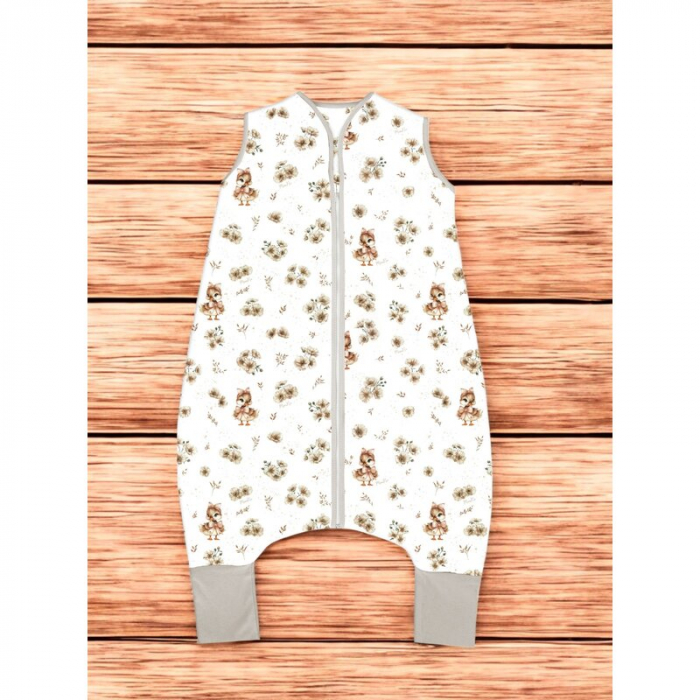 Sac de dormit, MimiNu, Cu picioruse, De iarna, Din bumbac certificat Oeko Tex Standard 100, Cu fermoar pe mijloc, 87 cm, 3 luni - 2.5 ani, 2.5 Tog, Design, Ducklings Beige [2]