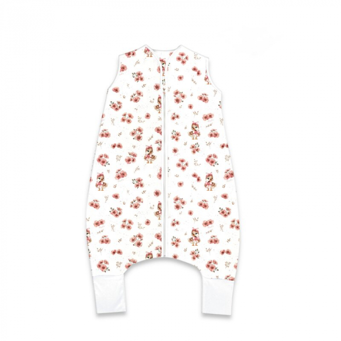 Sac de dormit, MimiNu, Cu picioruse, De iarna, Din bumbac certificat Oeko Tex Standard 100, Cu fermoar pe mijloc, 87 cm, 3 luni - 2.5 ani, 2.5 Tog, Design, Ducklings Powdery Pink [1]