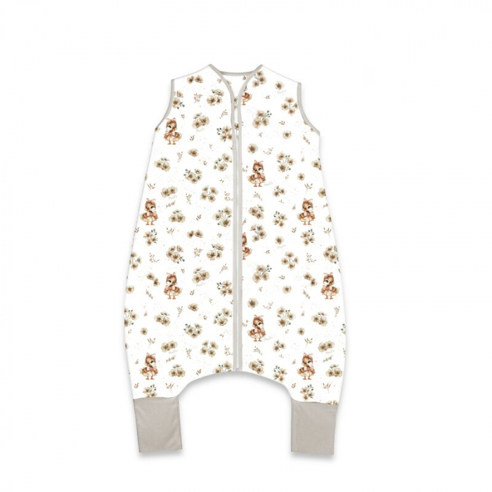 Sac de dormit, MimiNu, Cu picioruse, De iarna, Din bumbac certificat Oeko Tex Standard 100, Cu fermoar pe mijloc, 87 cm, 3 luni - 2.5 ani, 2.5 Tog, Design, Ducklings Beige [1]
