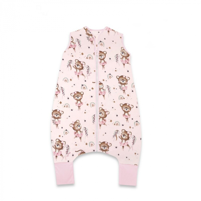 Sac de dormit, MimiNu, Cu picioruse, De iarna, Din bumbac certificat Oeko Tex Standard 100, Cu fermoar pe mijloc, 87 cm, 3 luni - 2.5 ani, 2.5 Tog, Design, Little Ballerina Pink [1]