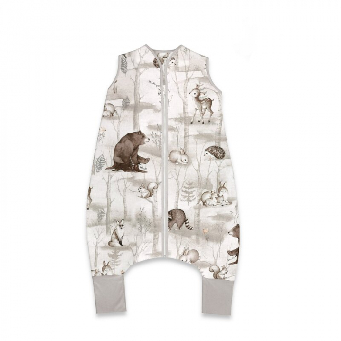 Sac de dormit, MimiNu, Cu picioruse, De iarna, Din bumbac certificat Oeko Tex Standard 100, Cu fermoar pe mijloc, 87 cm, 3 luni - 2.5 ani, 2.5 Tog, Design, Woodland [1]