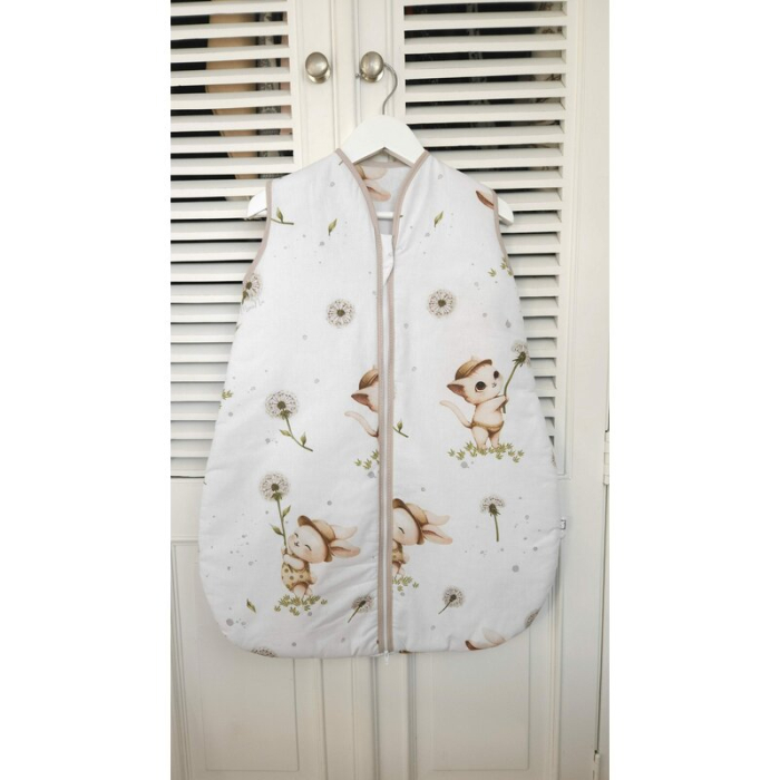 Sac de dormit, MimiNu, Pentru bebelusi, De iarna, Din bumbac certificat Oeko Tex Standard 100, Cu fermoar, 70 cm, 2.5 Tog, Cats [2]