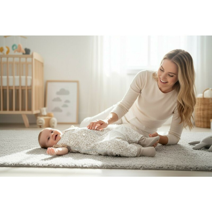 Sac de dormit, MimiNu, Premium, Cu picioruse, De iarna, Din bumbac certificat Oeko Tex Standard 100, Cu dantela si volan, 90 cm, S, Meadow [3]