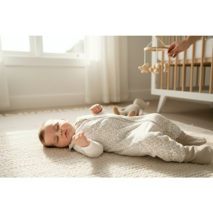 Sac de dormit, MimiNu, Premium, Cu picioruse, De iarna, Din bumbac certificat Oeko Tex Standard 100, Cu fermoar, 103 cm, M, Meadow [2]