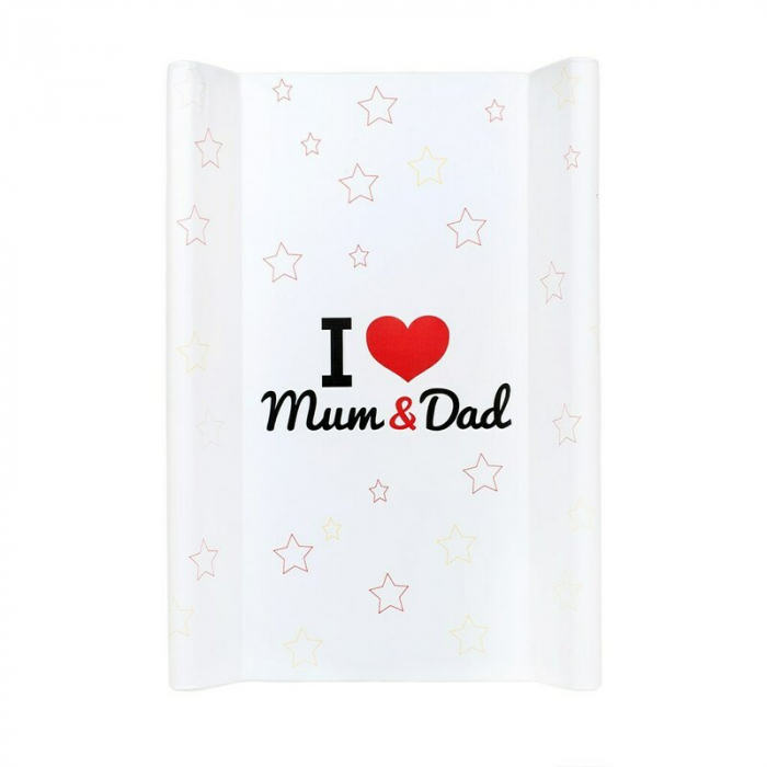 Saltea de infasat, New Baby, I love mum and dad, 50x70, Din material plastic rezistent la apa, Fara substante nocive, 0 luni+, White [1]
