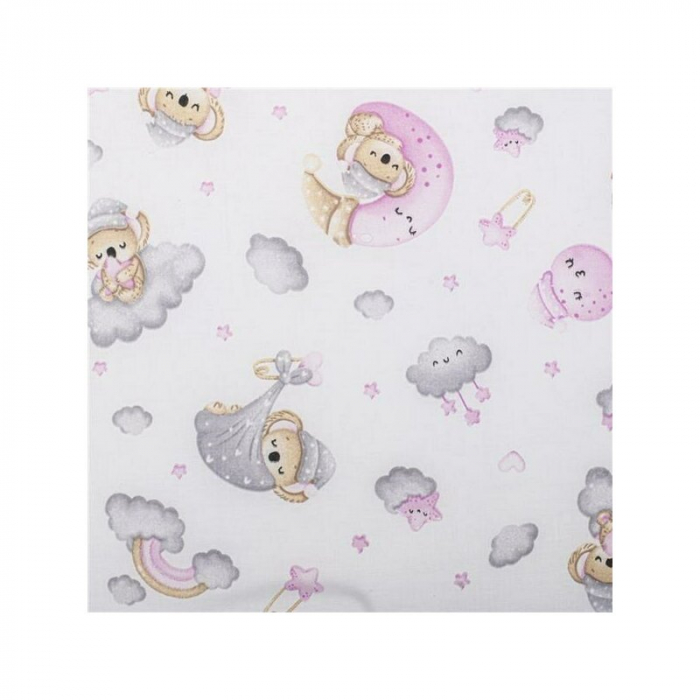 Salteluta pliabila, New Baby, Standard, Pentru patut, Cu geanta de transport inclusa, Cu husa detasabila din bumbac, Din spuma, 120x60x5 cm, 0 luni+, Koala Pink [5]