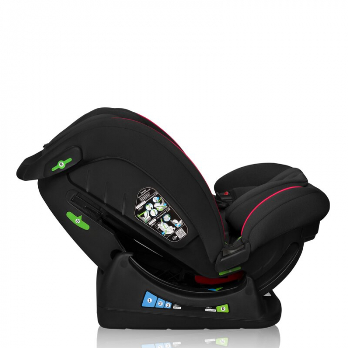 Scaun auto, Lionelo, Aart i-Size, Cu spatar inclinabil in 4 pozitii, Cu tetiera reglabila in 13 pozitii, 0-36 Kg, 40-150 cm, Cu centura siguranta in 3 puncte, Conform cu ECE R129/03, Negru/Rosu [12]