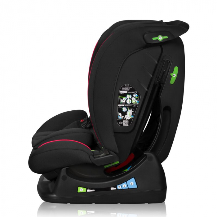 Scaun auto, Lionelo, Aart i-Size, Cu spatar inclinabil in 4 pozitii, Cu tetiera reglabila in 13 pozitii, 0-36 Kg, 40-150 cm, Cu centura siguranta in 3 puncte, Conform cu ECE R129/03, Negru/Rosu [9]