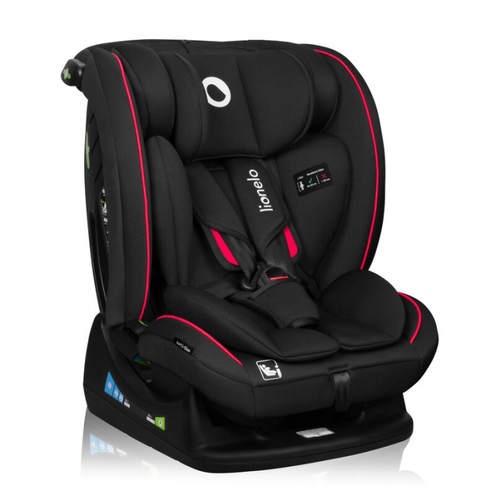 Scaun auto, Lionelo, Aart i-Size, Cu spatar inclinabil in 4 pozitii, Cu tetiera reglabila in 13 pozitii, 0-36 Kg, 40-150 cm, Cu centura siguranta in 3 puncte, Conform cu ECE R129/03, Negru/Rosu [4]
