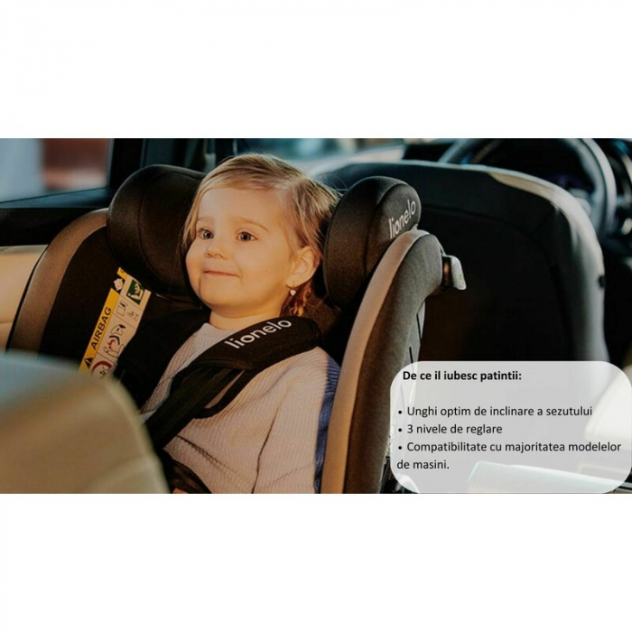 Scaun auto, Lionelo, Aart i-Size, Cu spatar inclinabil in 4 pozitii, Cu tetiera reglabila in 13 pozitii, 0-36 Kg, 40-150 cm, Cu centura siguranta in 3 puncte, Conform cu ECE R129/03, Negru/Rosu [29]