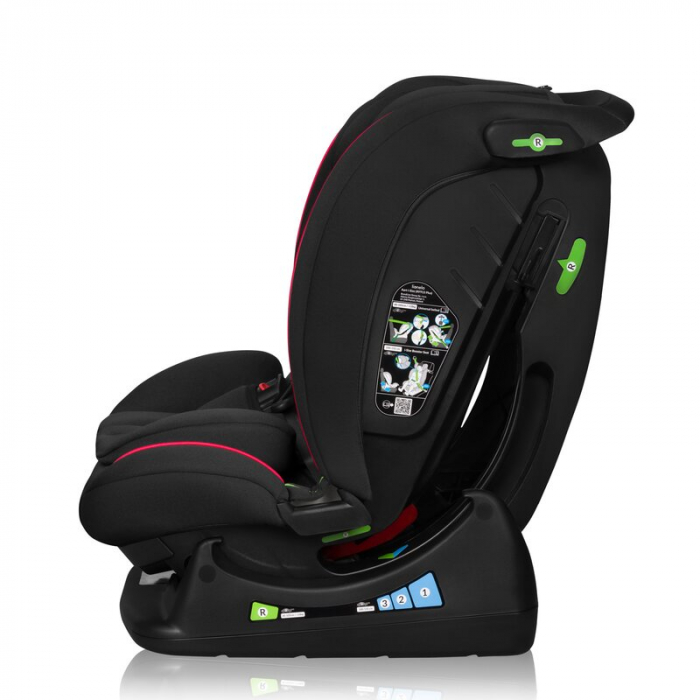 Scaun auto, Lionelo, Aart i-Size, Cu spatar inclinabil in 4 pozitii, Cu tetiera reglabila in 13 pozitii, 0-36 Kg, 40-150 cm, Cu centura siguranta in 3 puncte, Conform cu ECE R129/03, Negru/Rosu [10]