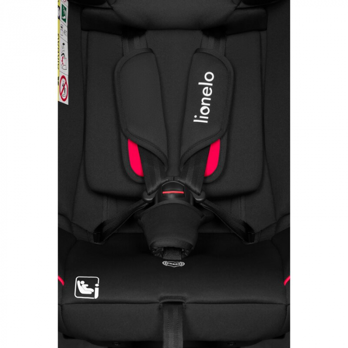 Scaun auto, Lionelo, Aart i-Size, Cu spatar inclinabil in 4 pozitii, Cu tetiera reglabila in 13 pozitii, 0-36 Kg, 40-150 cm, Cu centura siguranta in 3 puncte, Conform cu ECE R129/03, Negru/Rosu [15]