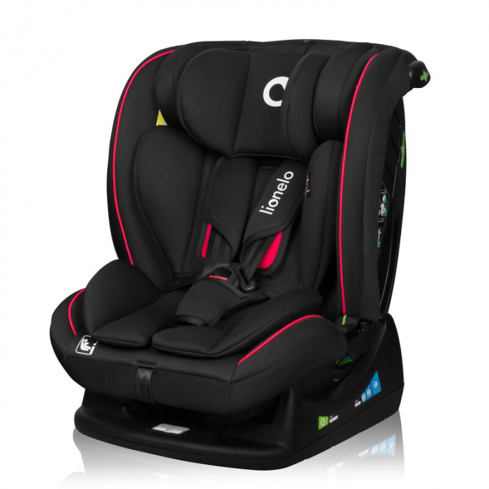 Scaun auto, Lionelo, Aart i-Size, Cu spatar inclinabil in 4 pozitii, Cu tetiera reglabila in 13 pozitii, 0-36 Kg, 40-150 cm, Cu centura siguranta in 3 puncte, Conform cu ECE R129/03, Negru/Rosu [1]