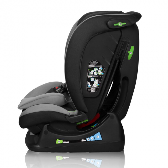 Scaun auto, Lionelo, Aart i-Size, Cu spatar inclinabil in 4 pozitii, Cu tetiera reglabila in 13 pozitii, 0-36 Kg, 40-150 cm, Cu centura siguranta in 3 puncte, Conform cu ECE R129/03, Gri [9]